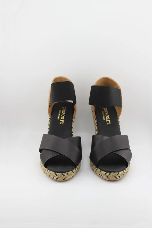 Paseart Elastic Strap Espadrille Wedge Sandals